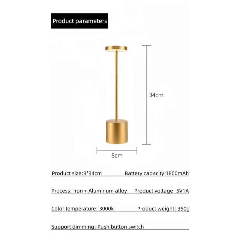 LED Rechargeable Touch Table Lamp – 3-Color Dimmable